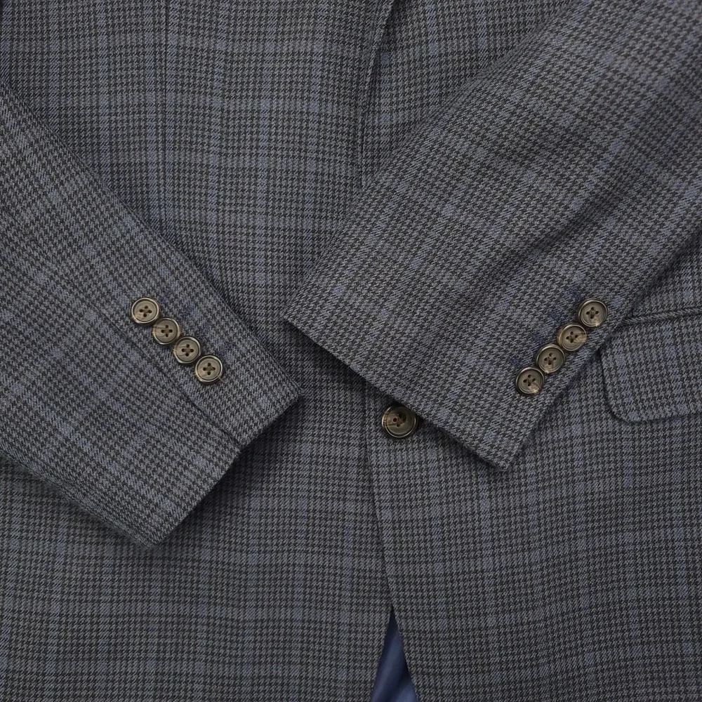 Ralph Lauren Blazer‎ Jacket Men's 42L Gray Blue Glen Check Silk Wool Blend